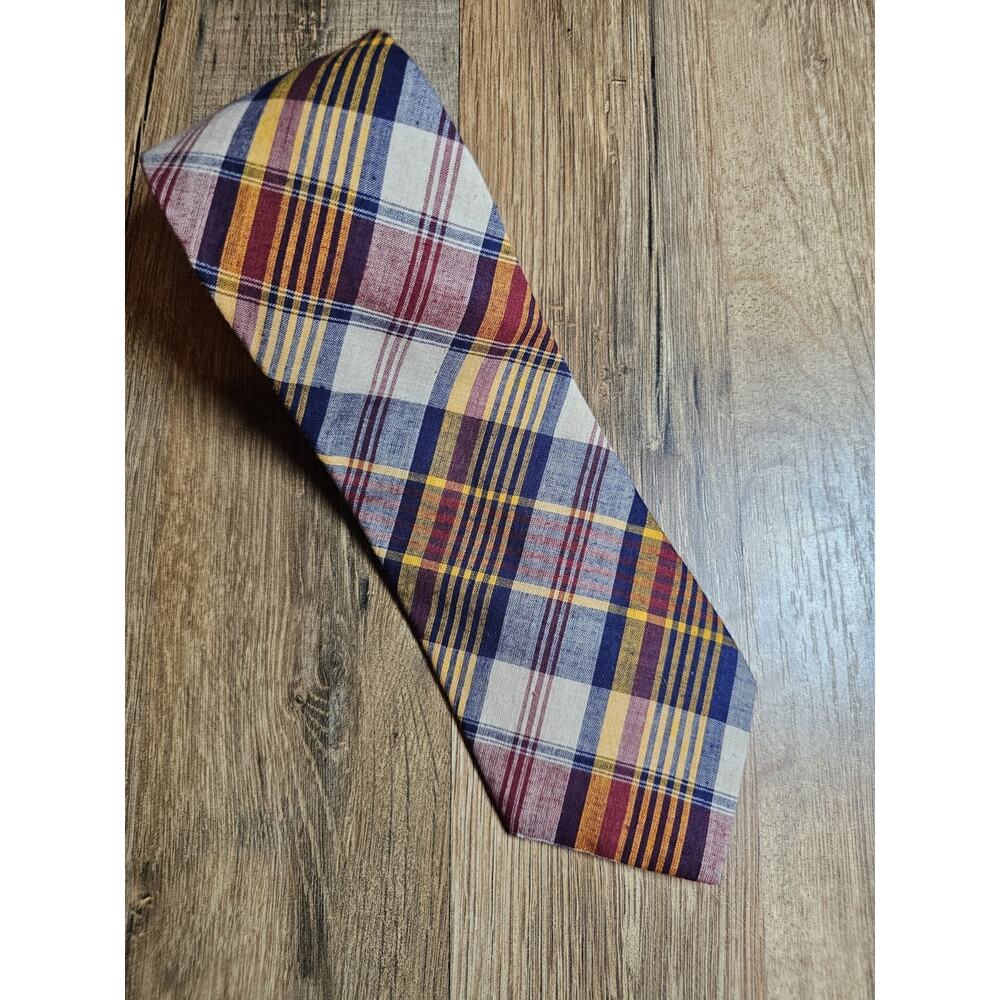 Lands' End Tartan Plaid Necktie USA Ivy Prep Academia 100% Cotton